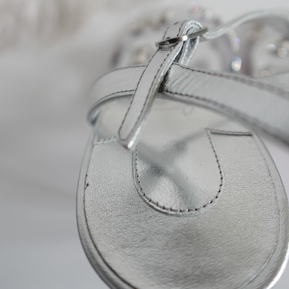 Christian Louboutin Degrasandal Queen 100 Silver Leather PVC Crystal Pumps 40 - Picture 10 of 16
